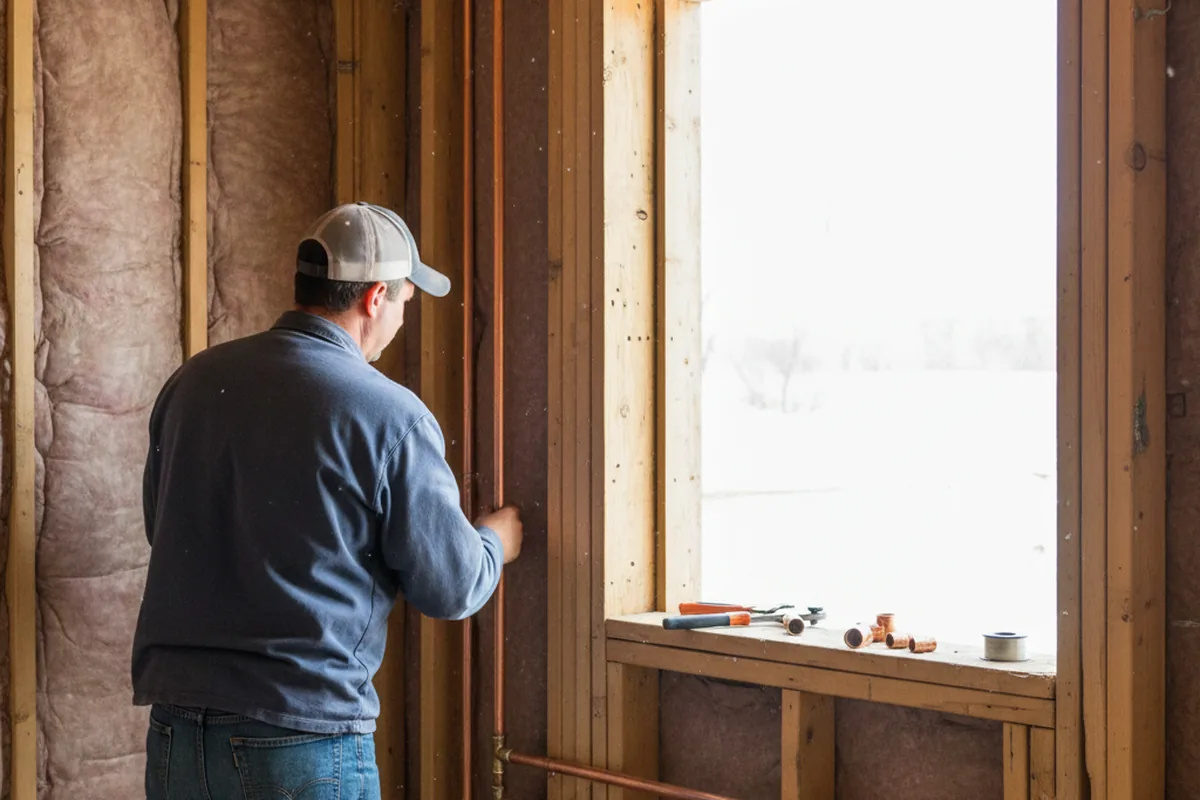 Licensed plumber running new copper supply lines in a Glen Daniel home