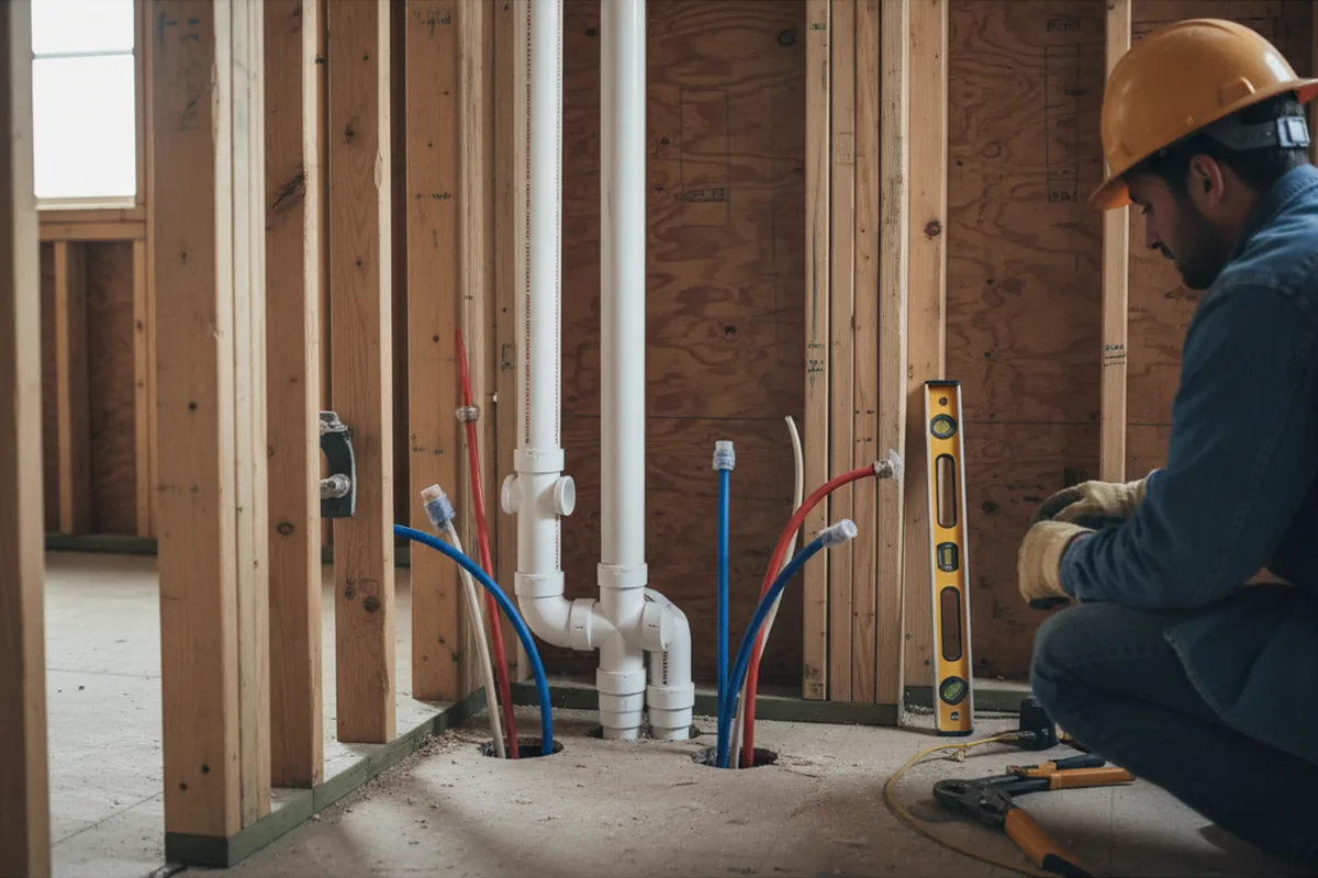 Drain and supply rough-in during Sump Pump Repair in Glen Daniel